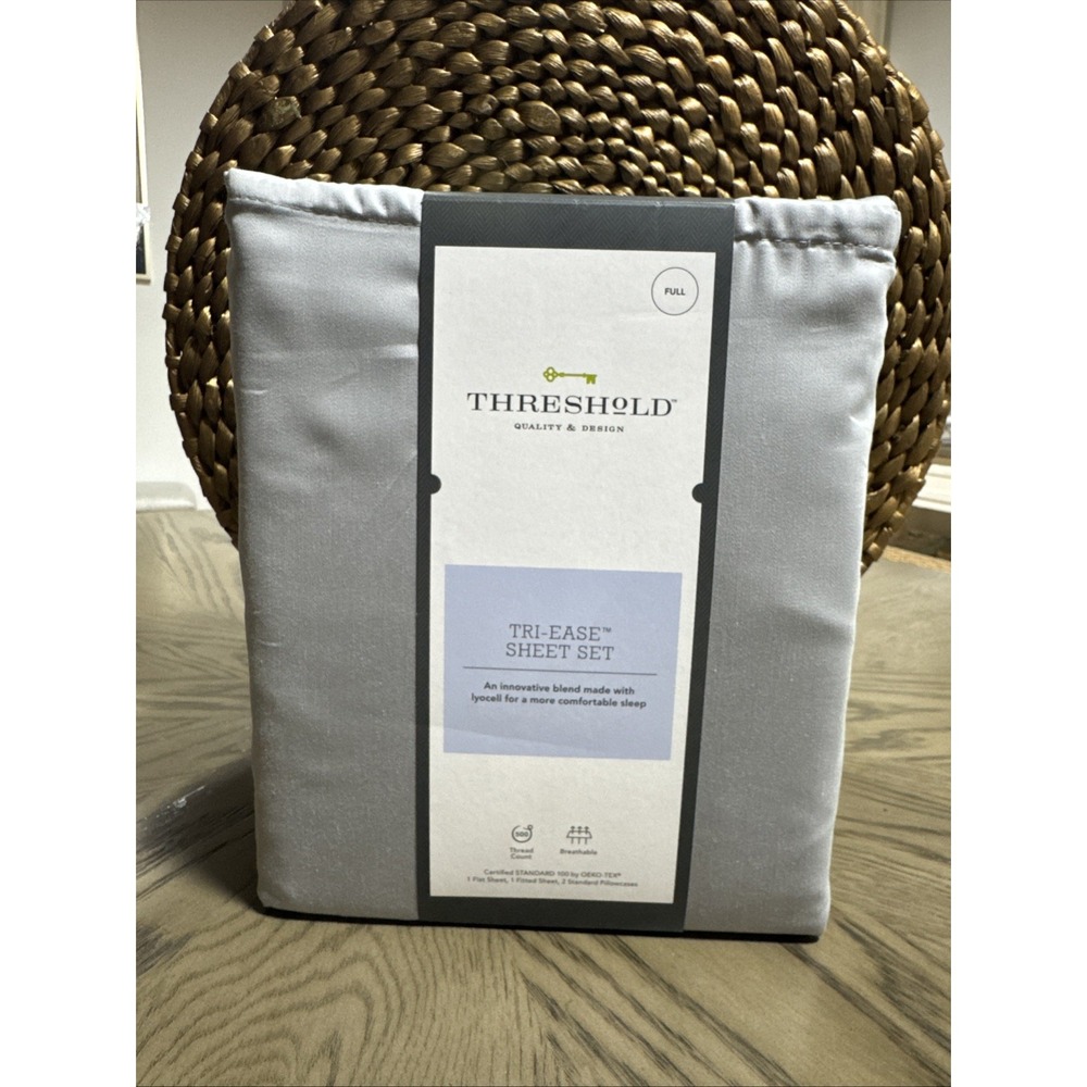 Threshold TRI EASE Super Soft Microfiber Full Sheet‎ Set - Gray (4PC) BRAND NEW